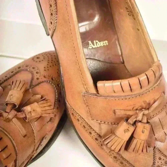Stunning ALDEN Light Brown Leather  Tassel Kilted Brogue Wingtip Shoes 11D USA - Picture 8 of 11